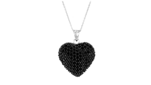 4.00 ct. t.w. Black Spinel Heart Pendant Necklace in Sterling Silver