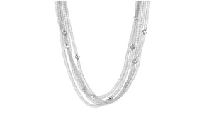 Italian Sterling Silver Five-Strand Beaded Mesh Necklace