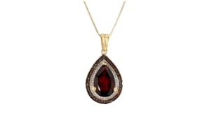 4.10 Carat Garnet and .20 ct. t.w. Red and White Diamond Pendant Necklace in 18kt Gold Over Sterling