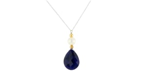 6-7mm Cultured Pearl and 10.00 Carat Sapphire Necklace in 14kt Yellow Gold