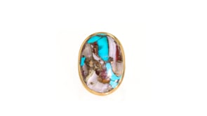 Kingman Turquoise Ring in 18kt Gold Over Sterling