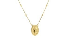 Italian 18kt Gold Over Sterling Miraculous Medal Beaded Station Necklace