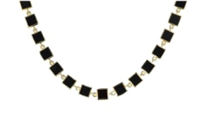 Black Onyx Station Necklace in 18kt Yellow Gold Over Sterling Silver