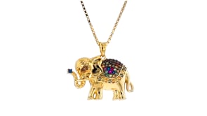 50 ct. t.w. Multicolored Sapphire Elephant Pendant Necklace in 18kt Gold Over Sterling