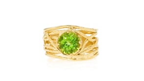 1.90 Carat Peridot Textured Openwork Ring in 18kt Gold Over Sterling