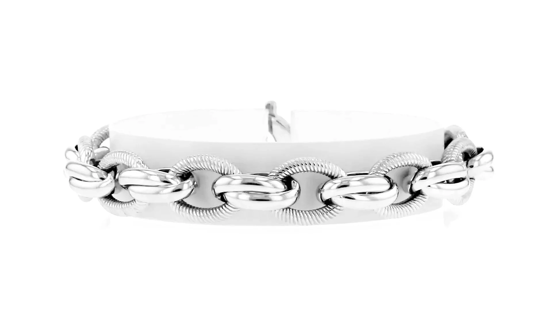 Italian Sterling Silver Textured and Polished Multi-Link Bracelet