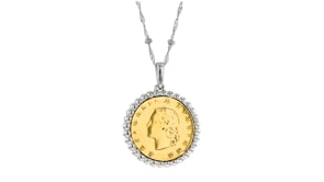 Italian Genuine 20-Lira Coin Pendant Necklace in Sterling Silver