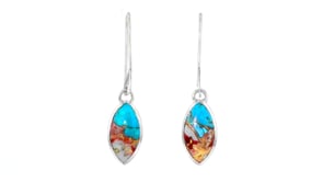 Kingman Turquoise Marquise-Shaped Drop Earrings in Sterling Silver