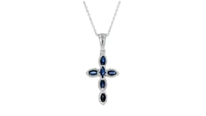 80 ct. t.w. Sapphire Cross Pendant Necklace in Sterling Silver