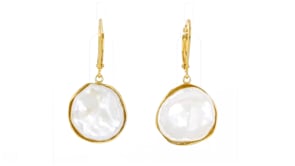 15-17mm Cultured Baroque Keshi Pearl Drop Earrings in 18kt Gold Over Sterling