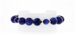 Lapis Bead Stretch Bracelet with 14kt Yellow Gold