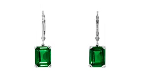 6.00 ct. t.w. Simulated Emerald Drop Earrings in Sterling Silver