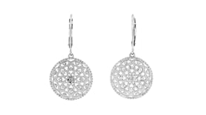 10 ct. t.w. Diamond Floral Openwork Circle Drop Earrings in Sterling Silver