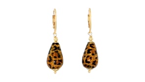 Italian Leopard-Print Murano Glass Drop Earrings in 18kt Gold Over Sterling