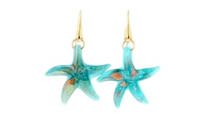 Italian Murano Starfish Drop Earrings with 18kt Gold Over Sterling