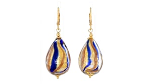 Italian Multicolored Murano Glass Teardrop Earrings in 18kt Gold Over Sterling