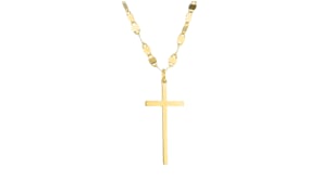 Italian 18kt Gold Over Sterling Cross and Mirror-Link Chain Necklace