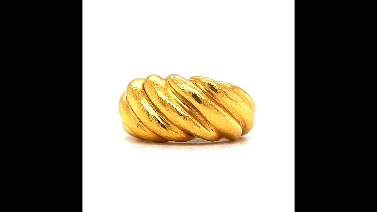 Zolotas Croissant Cocktail Ring in 22k Yellow Gold