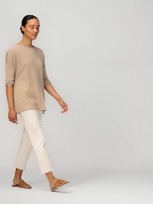 Organic Linen Cotton Jersey Round Neck Top | EILEEN FISHER