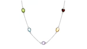 8.40 ct. t.w. Multi-Gemstone Station Necklace in Sterling Silver