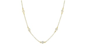 1.00 ct. t.w. Bezel-Set CZ Station Necklace in 18kt Gold Over Sterling