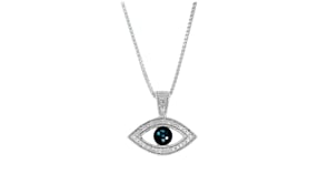 10 ct. t.w. Blue and White Diamond Evil Eye Pendant Necklace in Sterling Silver