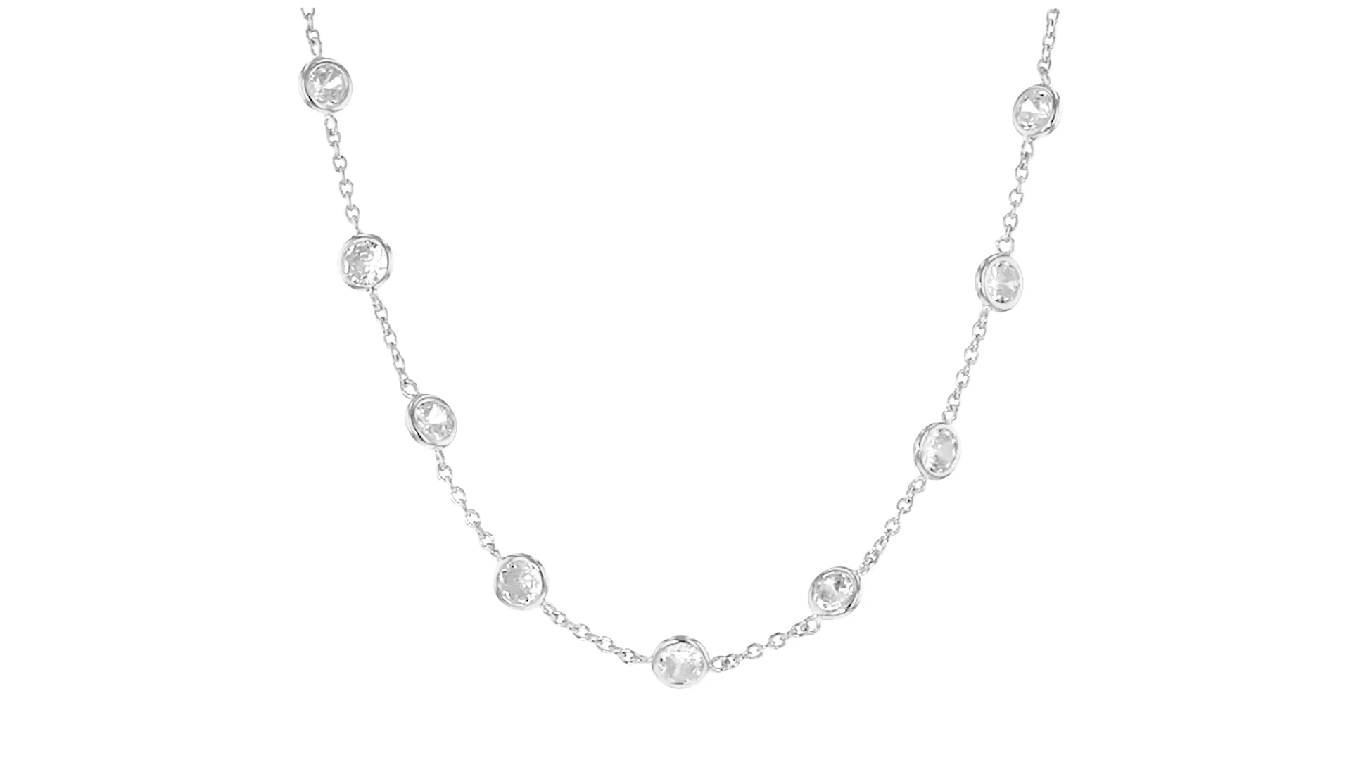 10.00 ct. t.w. Bezel-Set CZ Station Necklace in Sterling Silver