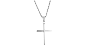 Mens Sterling Silver Classic Cross Pendant Necklace