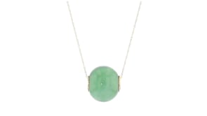Jade Bead Pendant in 14kt Yellow Gold