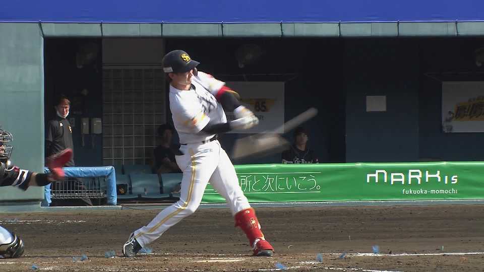【春季キャンプ紅白戦】ホークス・正木智也 フェンス直撃のタイムリー3ベース!!  2023年2月18日 福岡ソフトバンクホークス