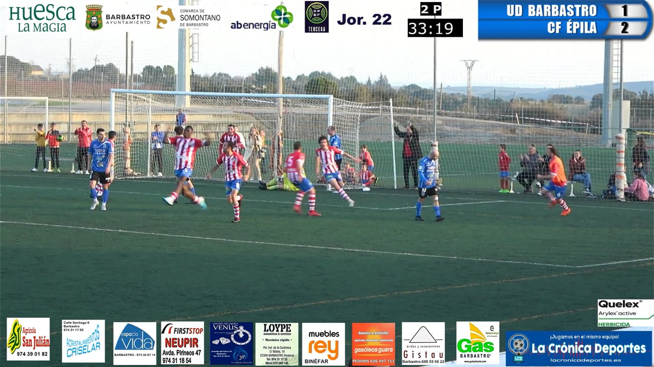 (RESUMEN y GOLES) UD Barbastro 2-2 CF Épila / Jornada 22 / 3ª División