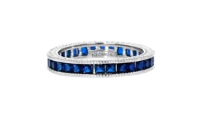 Simulated Sapphire Eternity Band in Sterling Silver