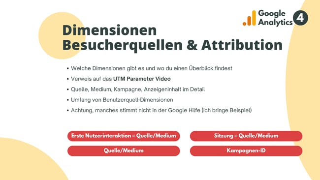 Dimensionen Besucherquellen & Attribution