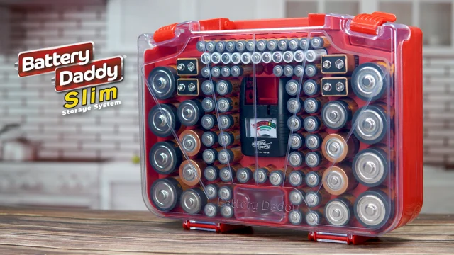 Battery Daddy® Slim - 100 Battery Organizer & Storage Case With Tester!