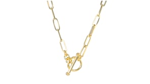 Italian 14kt Yellow Gold Paper Clip Link Toggle Necklace