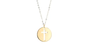Italian 14kt Yellow Gold Cross Cutout Disc Pendant Necklace