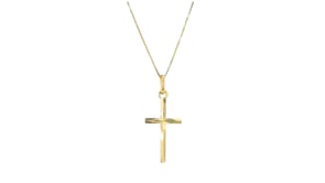 Italian 18kt Yellow Gold Diamond-Cut Cross Pendant Necklace