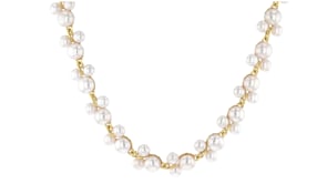 5-7.5mm Cultured Pearl Trio Vine Necklace in 18kt Gold Over Sterling
