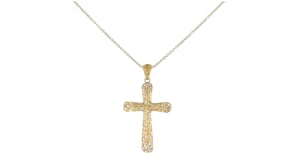 14kt Yellow Gold Openwork Cross Pendant Necklace