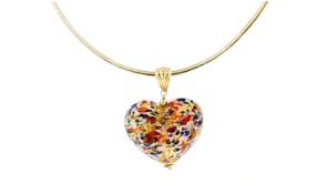 Italian Murano Glass Heart Pendant in 18kt Gold Over Sterling