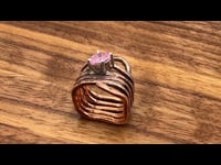 Pink Oval CZ Square Ring