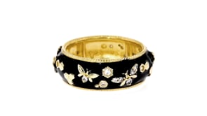 30 ct. t.w. White Topaz and Black Enamel Bumblebee Ring