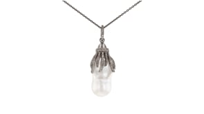 22.7x15mm Cultured Baroque Pearl and 1.20 ct. t.w. Brown Diamond Pendant Necklace in Sterling Silver