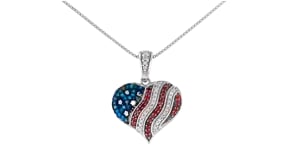23 ct. t.w. Multicolored Diamond American Flag Heart Pendant Necklace in Sterling Silver