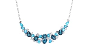 12.10 ct. t.w. Blue and White Topaz Collar Necklace in Sterling Silver