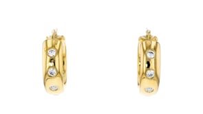Italian Andiamo 1.00 ct. t.w. CZ and 14kt Yellow Gold Hoop Earrings. 1