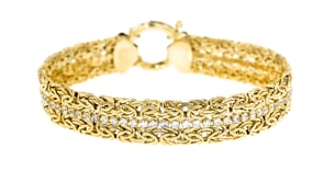 3.00 ct. t.w. CZ Byzantine Bracelet in 18kt Gold Over Sterling