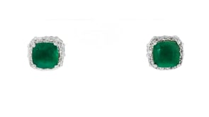 4.60 ct. t.w. Emerald and .10 ct. t.w. White Topaz Stud Earrings in Sterling Silver