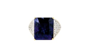 10.00 Carat Sapphire and .40 ct. t.w. White Topaz Ring in 18kt Gold Over Sterling