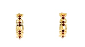 .80 ct. t.w. Garnet Hoop Earrings in 18kt Gold Over Sterling. 3/4"